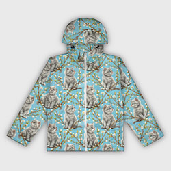 Ветровка с капюшоном женская Пришла весна распустились котики, цвет: 3D-белый