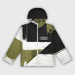 Ветровка с капюшоном женская Ауди логотип, цвет: 3D-белый