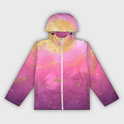 Ветровка с капюшоном женская Розовый и золотой блеск текстура, цвет: 3D-белый