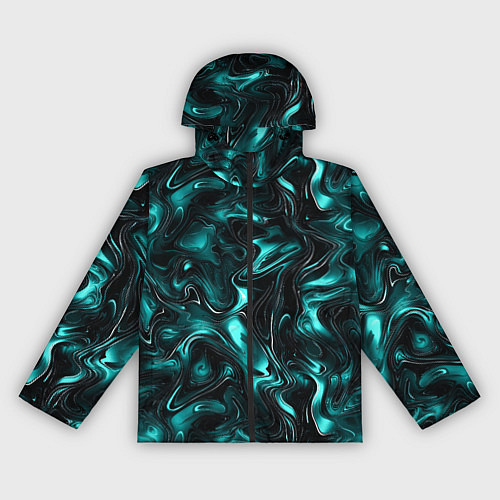 Женская ветровка Бирюзово-черная мраморная текстура - блики / 3D-Черный – фото 1