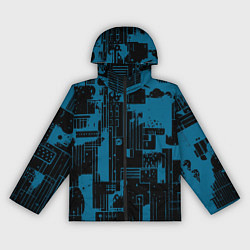 Ветровка с капюшоном женская Чёрно-синий абстракция геомтеричный, цвет: 3D-черный