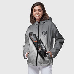 Ветровка с капюшоном женская Lamborghini - racing car, цвет: 3D-черный — фото 2