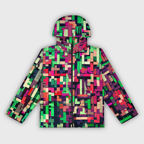 Женская ветровка Зелёно-розовый геометричные фигуры / 3D-Черный – фото 1