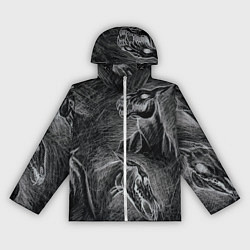 Ветровка с капюшоном женская Черепа лошадей - эскиз, цвет: 3D-белый