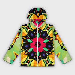 Ветровка с капюшоном женская Салатовый калейдоскоп, цвет: 3D-белый