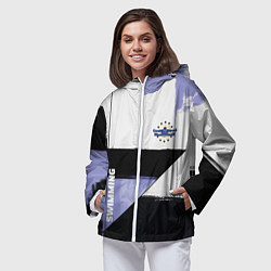 Ветровка с капюшоном женская Плавание спортивное, цвет: 3D-белый — фото 2