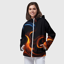 Ветровка с капюшоном женская The color is fire orange, цвет: 3D-белый — фото 2