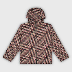 Ветровка с капюшоном женская Тёмный розовый полосы узоры, цвет: 3D-черный