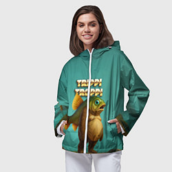 Ветровка с капюшоном женская Trippi Troppi рыба мем, цвет: 3D-белый — фото 2