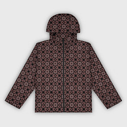 Ветровка с капюшоном женская Чёрный с красным узор паттерн, цвет: 3D-черный