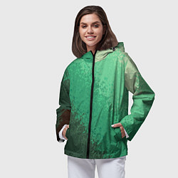 Ветровка с капюшоном женская Градиент текстурный зелёный, цвет: 3D-черный — фото 2