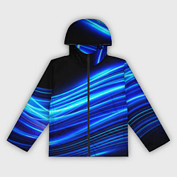 Ветровка с капюшоном женская Синие неоновые линии краски, цвет: 3D-черный