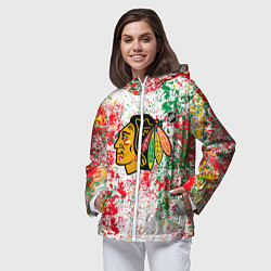 Ветровка с капюшоном женская Chicago Blackhawks NHL white, цвет: 3D-белый — фото 2