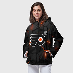 Ветровка с капюшоном женская Филадельфия Флайерз - НХЛ хоккей, цвет: 3D-черный — фото 2