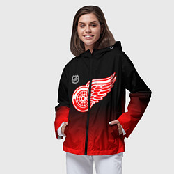 Ветровка с капюшоном женская Детройт Ред Уингз - градиент, цвет: 3D-черный — фото 2