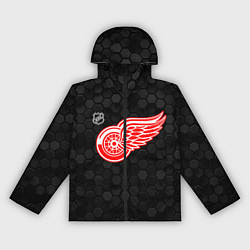 Ветровка с капюшоном женская Детройт Ред Уингз - черные соты, цвет: 3D-черный