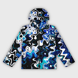 Ветровка с капюшоном женская Абстракция разлитые краски чёрно-сине-белый, цвет: 3D-черный