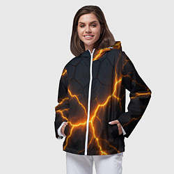 Ветровка с капюшоном женская Молнии и черные плиты, цвет: 3D-белый — фото 2