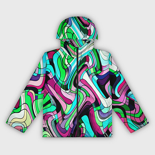 Женская ветровка Зелёно-розовый искажённая абстракция / 3D-Черный – фото 1