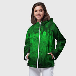 Ветровка с капюшоном женская Абстракция - green acid stains, цвет: 3D-белый — фото 2