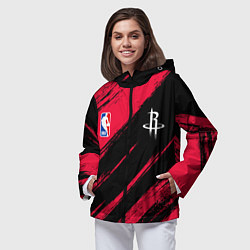 Ветровка с капюшоном женская Хьюстон Рокетс - цвета команды, цвет: 3D-черный — фото 2