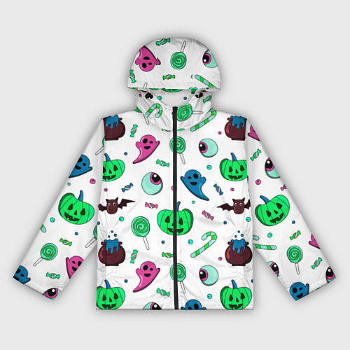 Женская ветровка Halloween light green pumpkin - паттерн / 3D-Черный – фото 1