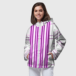 Ветровка с капюшоном женская Neon pink, цвет: 3D-белый — фото 2