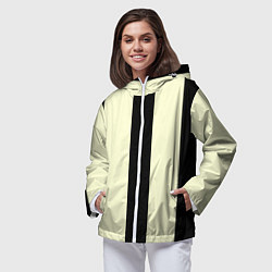 Ветровка с капюшоном женская Color black beige line, цвет: 3D-белый — фото 2
