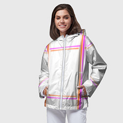 Ветровка с капюшоном женская Neon white orange pink, цвет: 3D-белый — фото 2