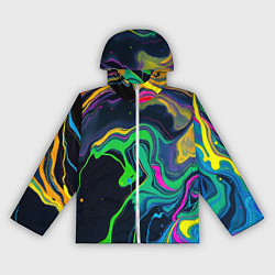 Ветровка с капюшоном женская Разводы и переливы разноцветной краски, цвет: 3D-белый