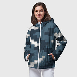 Ветровка с капюшоном женская Пиксельная текстура камуфляж, цвет: 3D-белый — фото 2