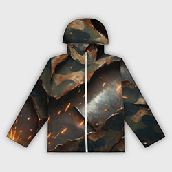 Ветровка с капюшоном женская Камуфляжная ткань на металлической пластине, цвет: 3D-белый