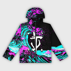Ветровка с капюшоном женская Doom самураи неоновая волна, цвет: 3D-черный