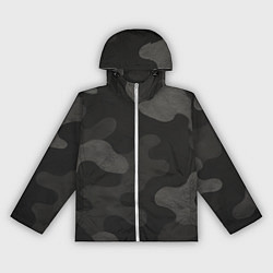 Ветровка с капюшоном женская Черно-серый камуфляж, цвет: 3D-белый
