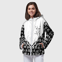 Ветровка с капюшоном женская Doom японские символы, цвет: 3D-белый — фото 2
