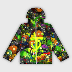 Ветровка с капюшоном женская Растения против зомби x Дум лого, цвет: 3D-белый