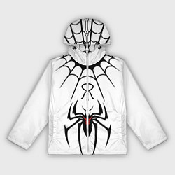 Ветровка с капюшоном женская Паук на белом - the web of Fate, цвет: 3D-белый