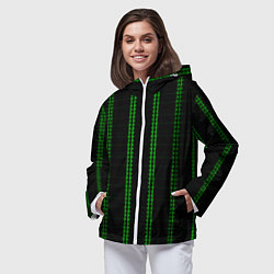 Ветровка с капюшоном женская Color black cage green stripes, цвет: 3D-белый — фото 2