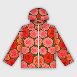 Ветровка с капюшоном женская Цветочная поляна паттерн, цвет: 3D-белый