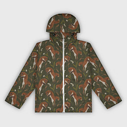 Ветровка с капюшоном женская Лисы в подснежниках, цвет: 3D-белый