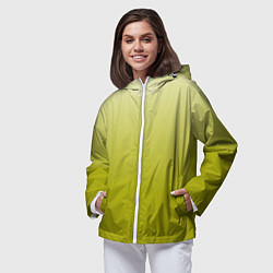 Ветровка с капюшоном женская Градиент лаймовый, цвет: 3D-белый — фото 2