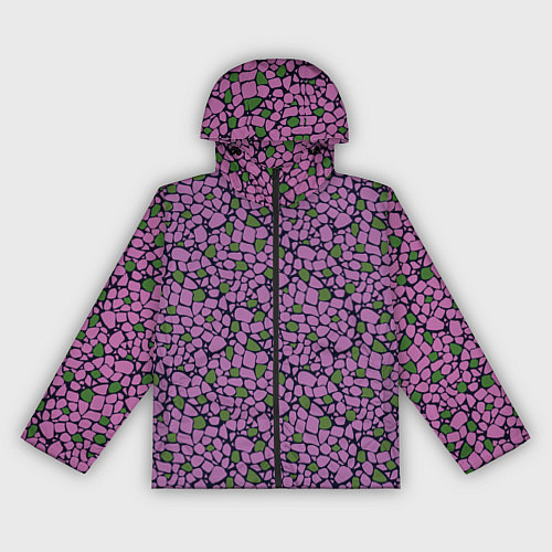 Женская ветровка Мозаичный мелкий узор фиолетовый с зелеными вкрапл / 3D-Черный – фото 1