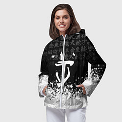 Ветровка с капюшоном женская Doom японские символы краски, цвет: 3D-белый — фото 2