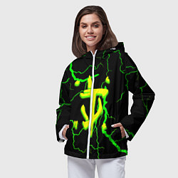 Ветровка с капюшоном женская Doom кислотный шторм молнии, цвет: 3D-белый — фото 2