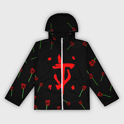 Ветровка с капюшоном женская Doom rose pattern, цвет: 3D-белый