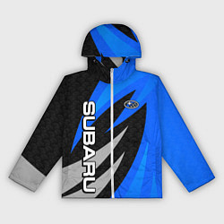 Ветровка с капюшоном женская Subaru - синий, цвет: 3D-белый