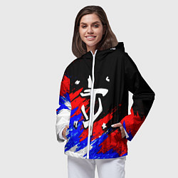 Ветровка с капюшоном женская Doom триколор краски, цвет: 3D-белый — фото 2