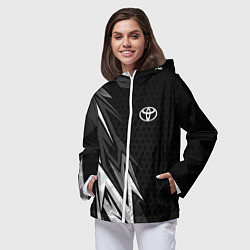 Ветровка с капюшоном женская Toyota - монохром, цвет: 3D-белый — фото 2