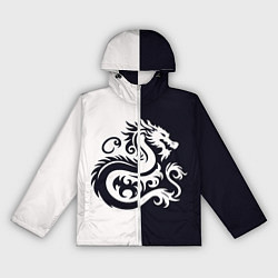 Ветровка с капюшоном женская Дракон на темно-синем, цвет: 3D-белый
