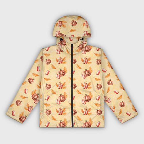 Женская ветровка Хеллоуин с тыквой и листьями / 3D-Черный – фото 1